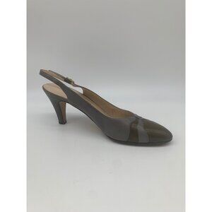 Salvatore Ferragamo Women Gray Slingback Kitten Heel Shoes Size 8 AA
